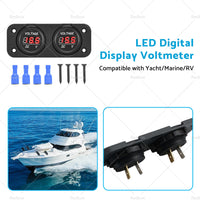 Digital LED Volt Meter Dual Battery Monitor Boat Voltage Marine Gauge DC 12V-24V