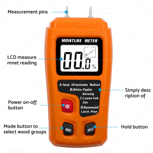 Wood Moisture Meter Damp Detector Digital LCD Timber Humidity Tester Analyzer