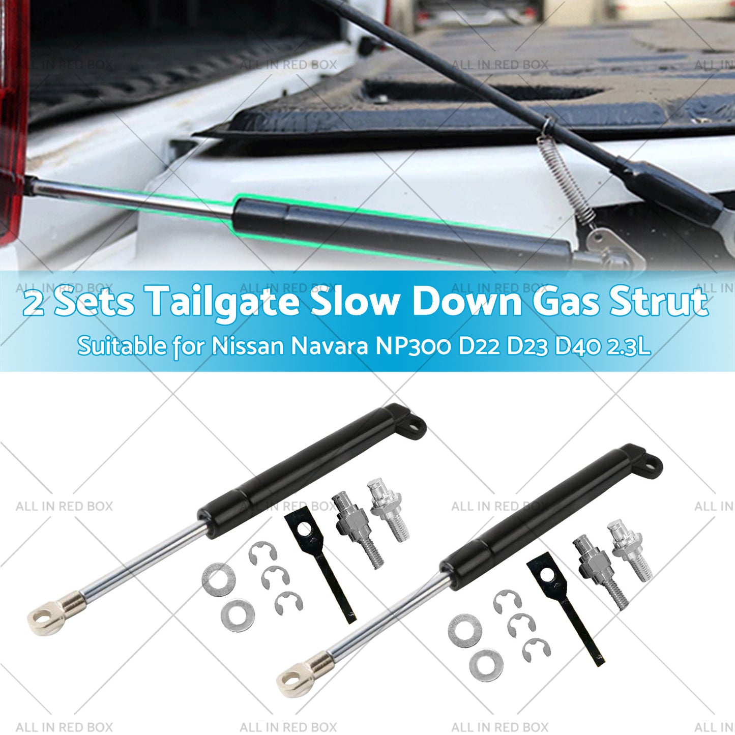 2 Sets Rear Tailgate Easy Down Gas Strut Kit Suitable for Nissan Navara NP300