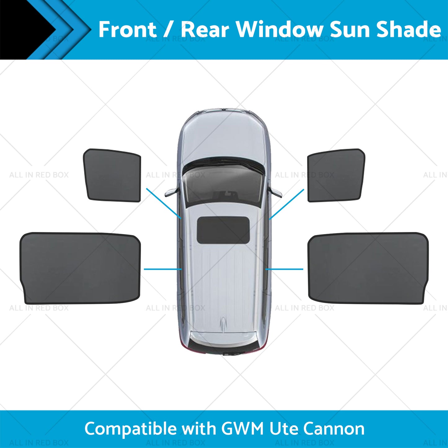 Front Rear Window Sun Shade Magnetic Mesh Suitable for GWM UTE Cannon 2021-2024