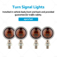 4x Chrome Motorcycle Amber Bullet Turn Signal Indicators Blinkers Universal Lamp