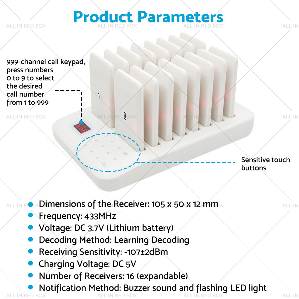 {{ 16 Restaurant Coaster Pager Guest Call Wireless Paging Queuing Calling System AU }} - Buy Car Parts Online at {{ Kaka Auto Parts }}.