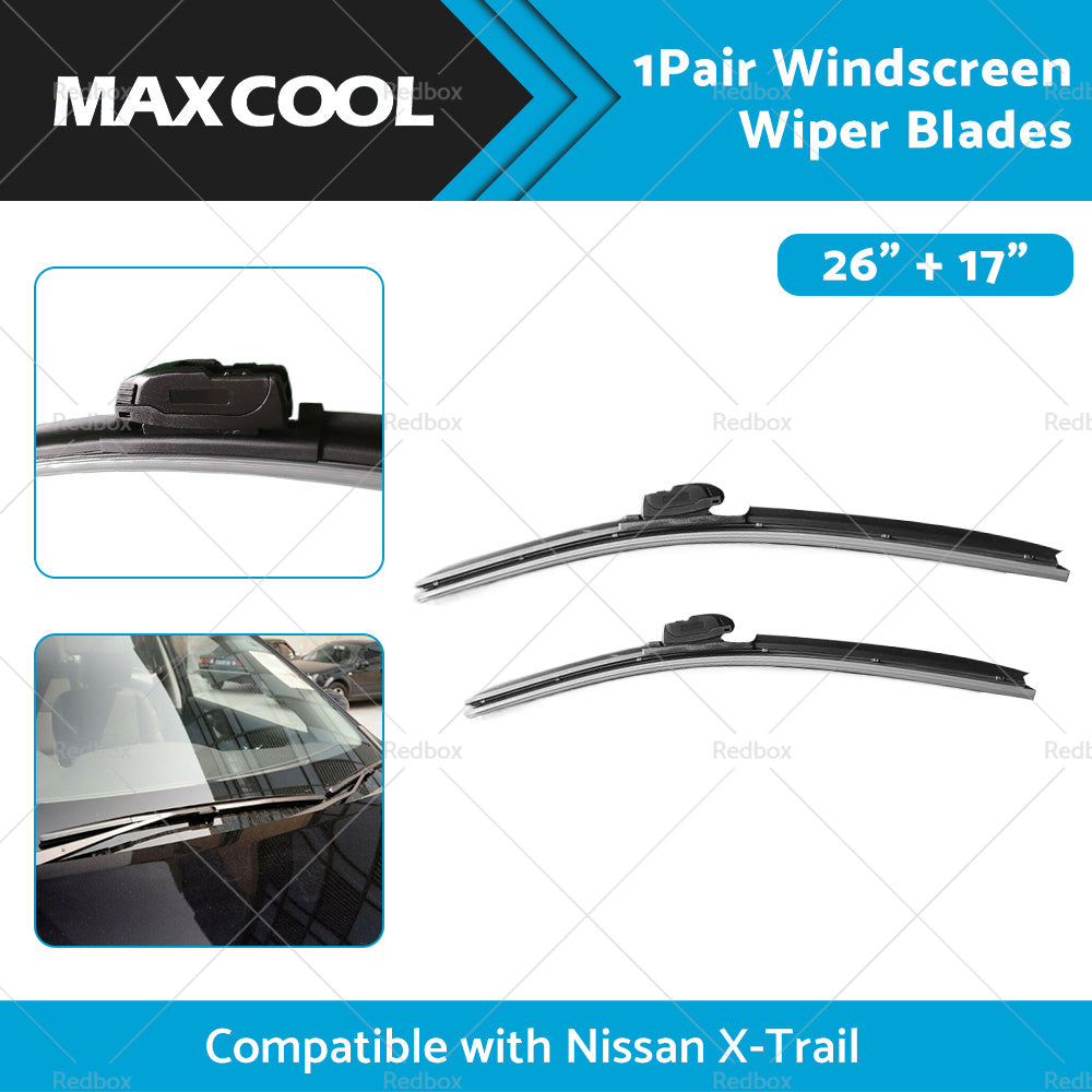 Wiper Blades Suitable for Nissan X-Trail T32 2014-2022 Front Pair 26inch  17inch