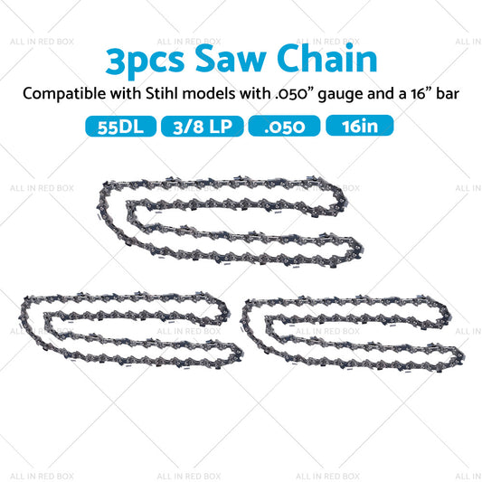 3PCS Chainsaw Chain 16 inch  3 or 8 LP. 050 55DL Suitable for Stihl. 050 Gauge 16 inch  bar