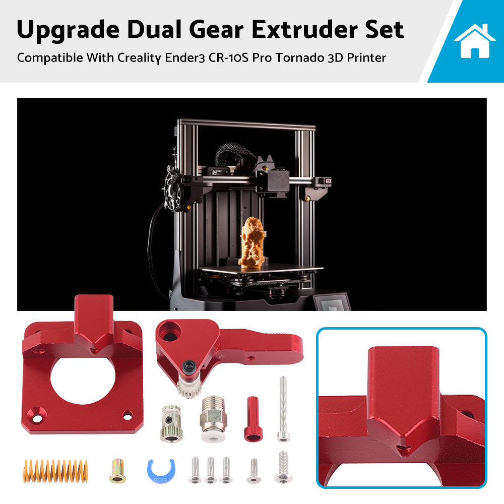 Upgrade Dual Gear Extruder Set Suitable For Creality Ender3 CR-10S 3D Printer