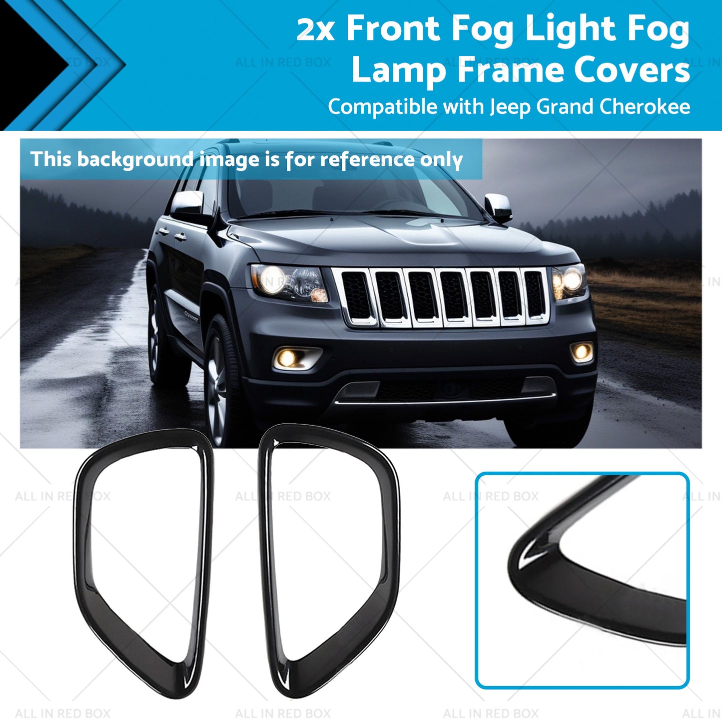 2x Front Fog Light Fog Lamp Frame Covers Suitable for 14-16 Jeep Grand Cherokee