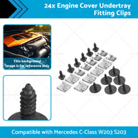 24x Engine Cover Undertray Fitting Clips Suitable for Mercedes C-Class W203 S203