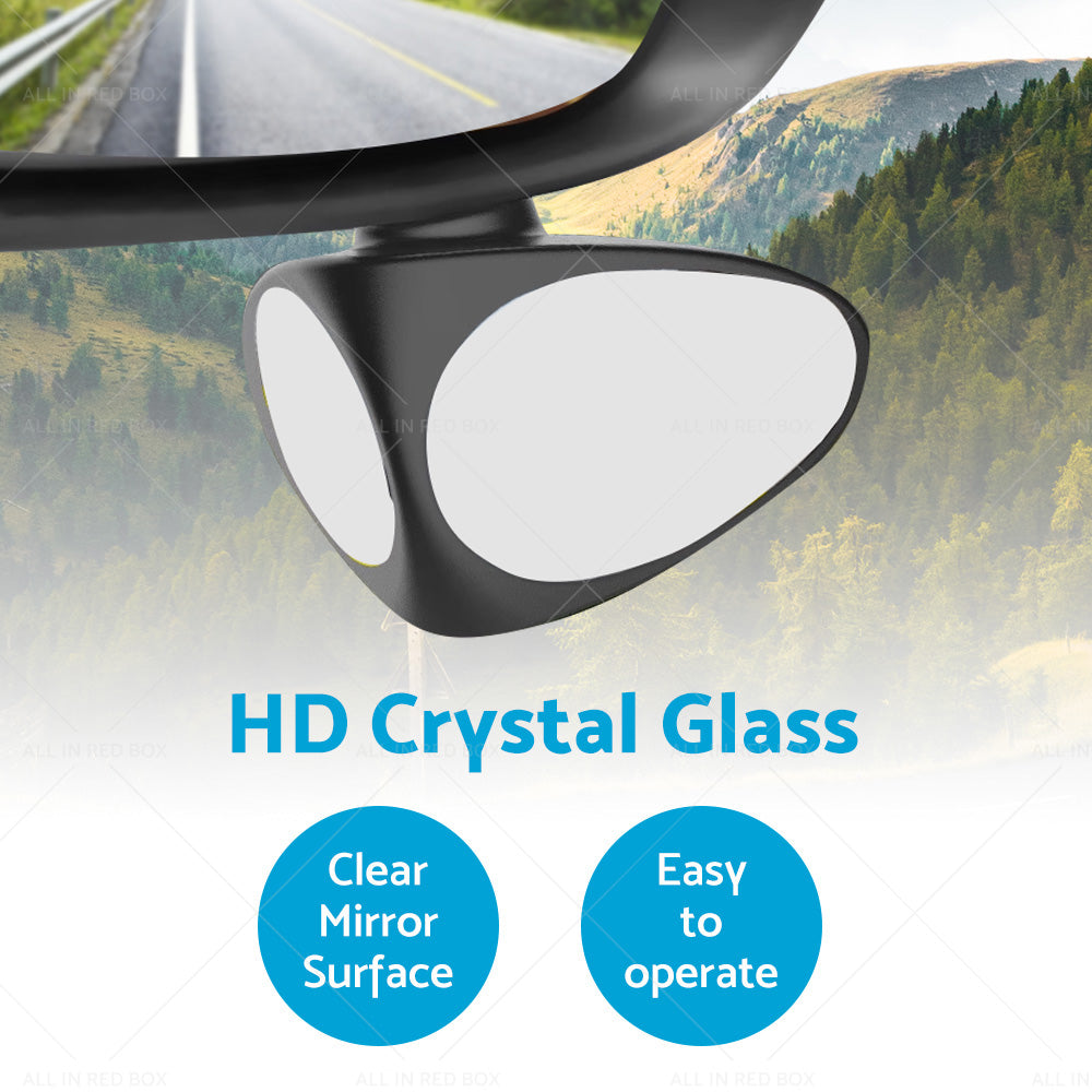 2PCS Car Exterior Panoramic Door Side Rear View Mirror Blind Spot Wide Angle 360