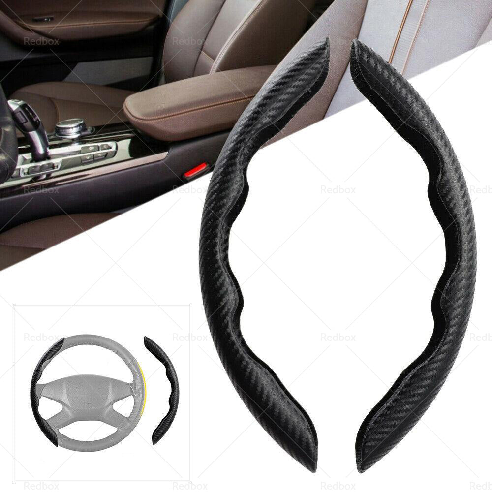 2x Black Carbon Fiber Car Steering Wheel Booster Non-Slip Cover Trim Accessories