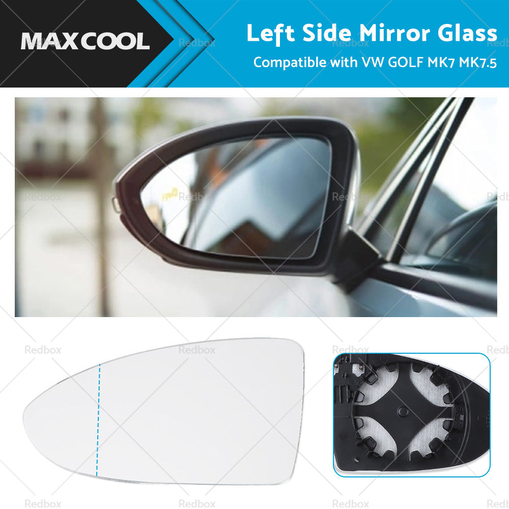 Left Mirror Glass Convex with Heated Plate Suitable for VW GOLF MK7 MK7.5 13-18