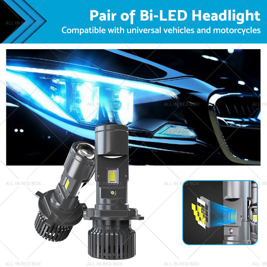 {{ Mini Bi-LED Projector Lens Headlight Globe Bulbs Hi Lo Retrofit RHD H4 9003 100W }} - Buy Car Parts Online at {{ Kaka Auto Parts }}.