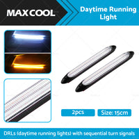 2x 15cm DRL LED Strip Lights Daytime Running Sequential Turn Signal Lamp