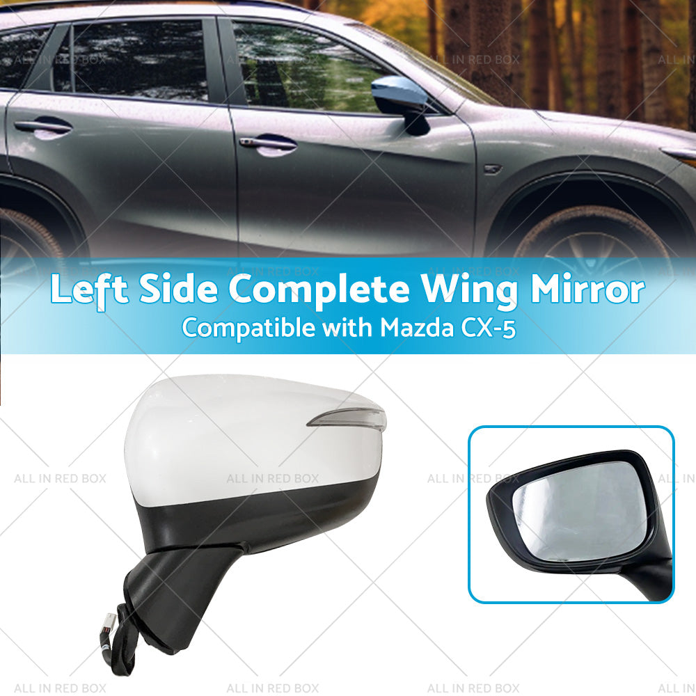 LH Door Wing Mirror Suitable for Mazda CX-5 2015-2016 No BlindSpot 8 Wires White