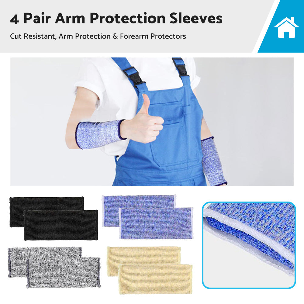 4 Pair Cut Resistant Sleeves Arm Protection Sleeves Forearm Protectors 4 Colors