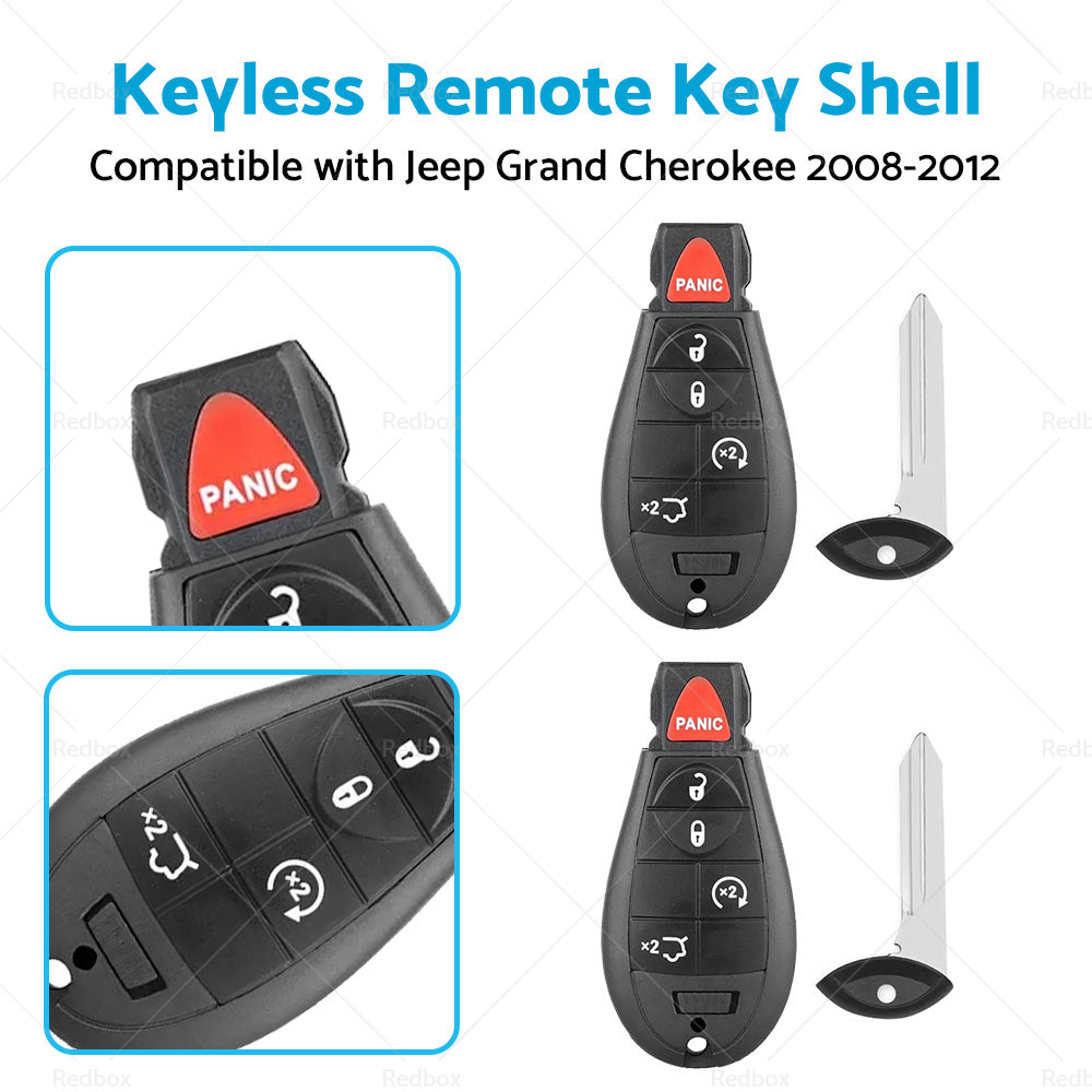 2x Keyless Remote Key Fob Shell Suitable For Jeep Grand Cherokee 2008-2012