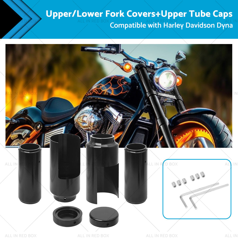 Upper Lower Front Fork Covers Cap Suitable for Harley Davidson Dyna 06-17