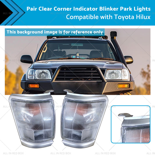 Pair Clear Corner Indicator Blinker Park Lights Suitable for 97-01 Toyota Hilux