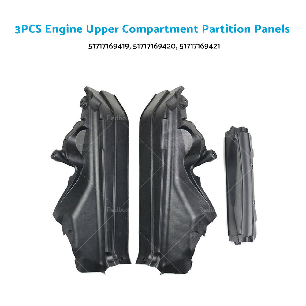 3PCS Engine Upper Compartment Partition Panels Fit For BMW X5 X6 E70 LCI E71 E72