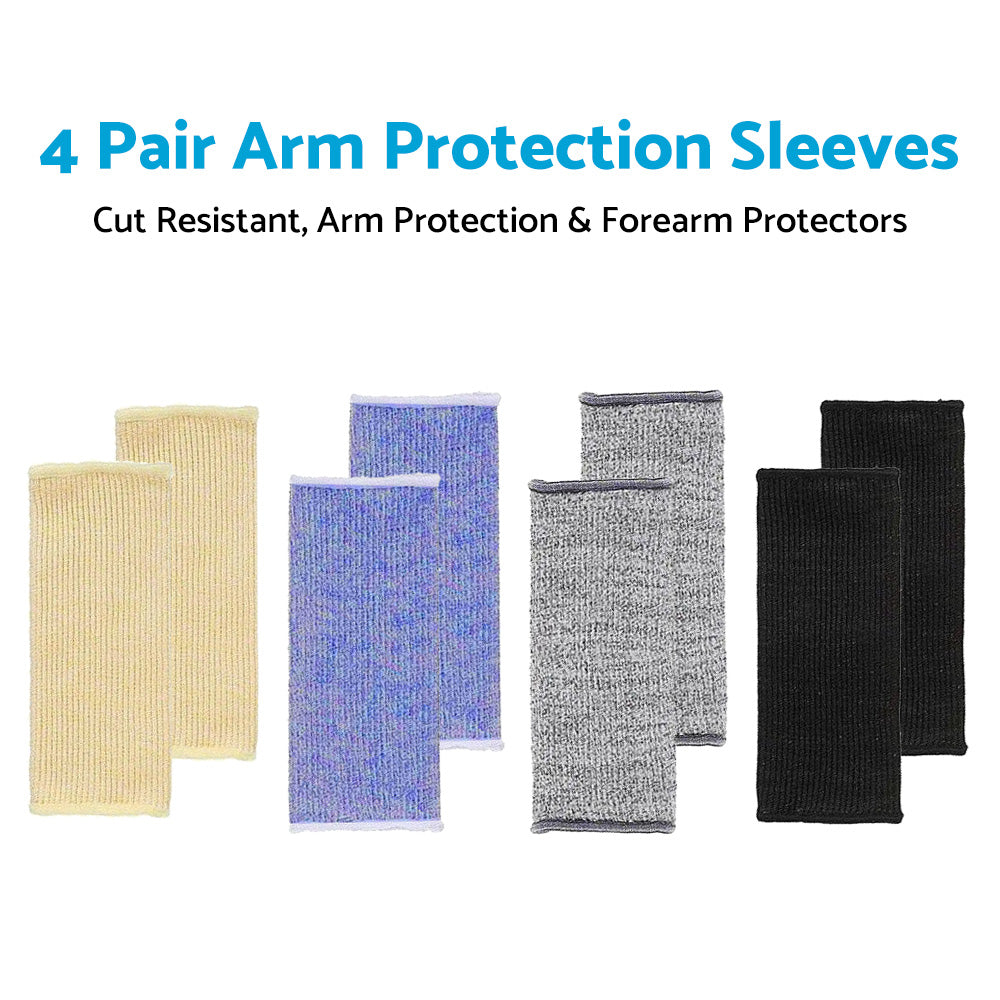 4 Pair Cut Resistant Sleeves Arm Protection Sleeves Forearm Protectors 4 Colors