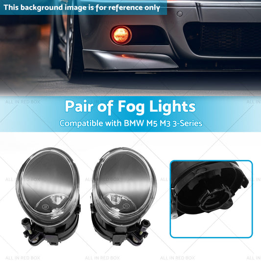 Pair Replacement Clear Fog Lights Lamps Suitable for 2001-2006 BMW E46 3-Series