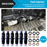 6X Diesel Fuel Injectors Suitable For Toyota HZJ105 HZJ75 HZJ78 HZJ79 4. 2L 1HZ