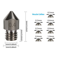 10Pcs Hardened Steel Nozzle Suitable for Creality CR-10 Ender 3 Pro 5 Series