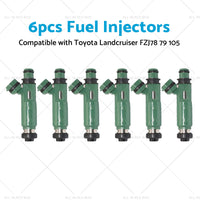 6PCS Fuel injector Suitable for Toyota Land cruiser FZJ78 79 80 105 4. 5L 1FZ-FE