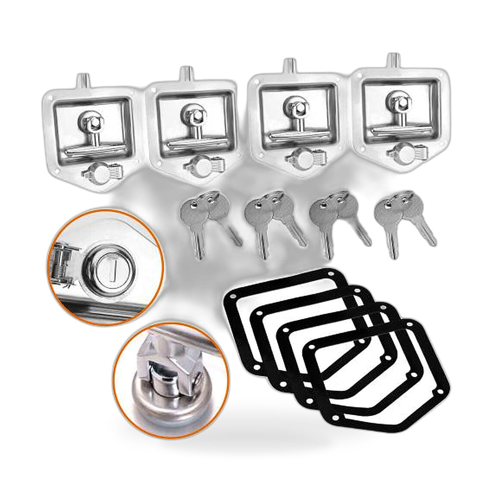 4x T Handle Locks with Keys Stainless Steel Suitable For Toolbox Trailer Camper