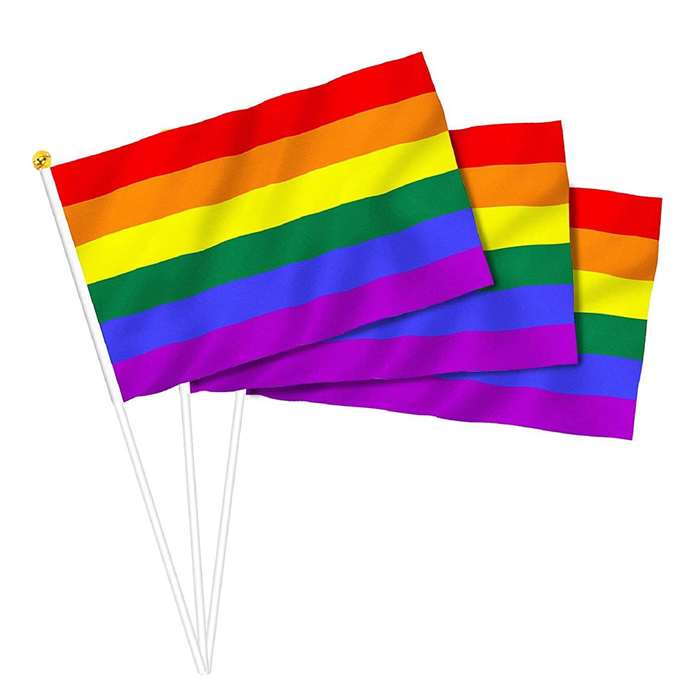 100x Small Rainbow Flag Gay Lesbian LGBT 14 x 21 cm Pride Mini Flags Hand Waving