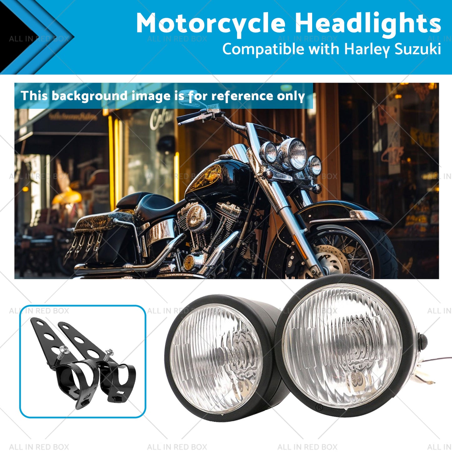 Twin Universal Black Headlight Motorcycle Double Dual Lamp Mount Street Fighter