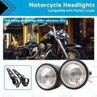 Twin Universal Black Headlight Motorcycle Double Dual Lamp Mount Street Fighter