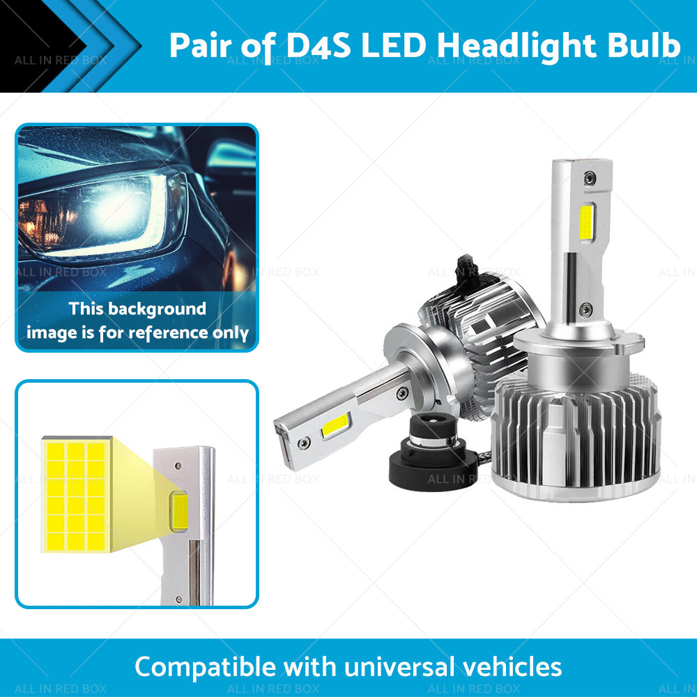 2PCS D4S LED Headlight Bulb Replace HID Xenon White 90W 6000K Conversion Kit