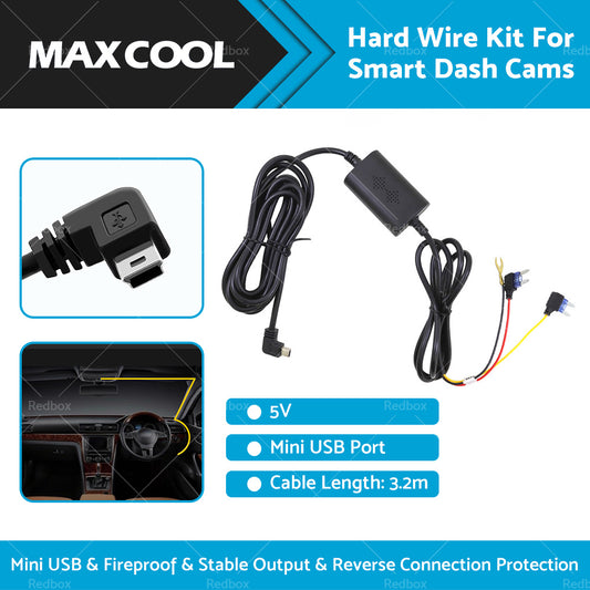 3. 2m Hard Wire Kit w or  Mini USB for Smart Dash Cams Uniden IGO CAM 85R 5V or 3. 0A