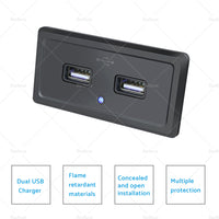 Dual USB Port Fast Charger Socket Power Outlet Panel 3. 1A For Motorcycle Car RV
