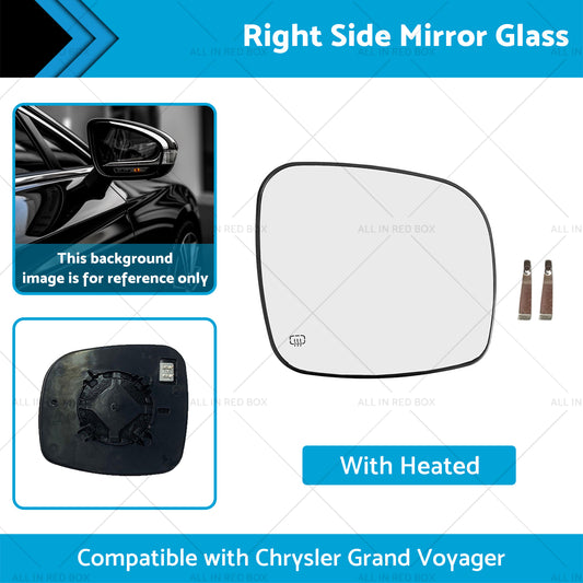 Right Side Mirror Glass Suitable for Chrysler Grand Voyager 08-15 Heated Convex