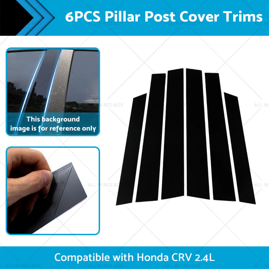 6PCS Black Window Trim Covers Suitable for 07-11 Honda CRV 2.4L