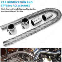 48inch Flexible Stainless Steel Radiator Hose Kit with Chrome Caps Car Polished