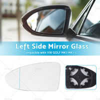 Left Mirror Glass Convex with Heated Plate Suitable for VW GOLF MK7 MK7.5 13-18