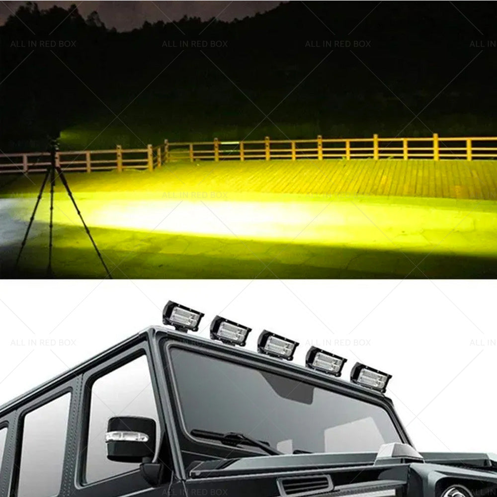 2x 5inch Flood LED Light Bar Offroad Work Driving Fog Lamp Yellow Cree Spread