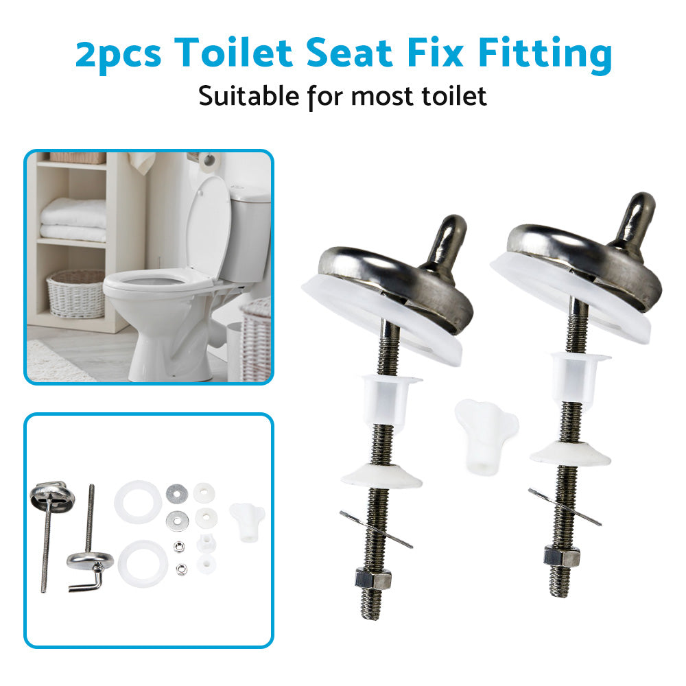 2PCS Toilet Seat Fix Fitting Stainless Back To Wall Replace Quick Release Hinges