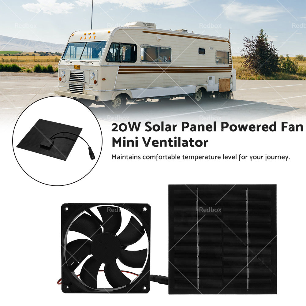 20W Solar Panel Powered Fan Mini Ventilator For Greenhouse Pet or Dog Chicken House