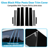 Gloss Black Pillar Posts Door Trim Cover Suitable For Toyota RAV4 2019-2024