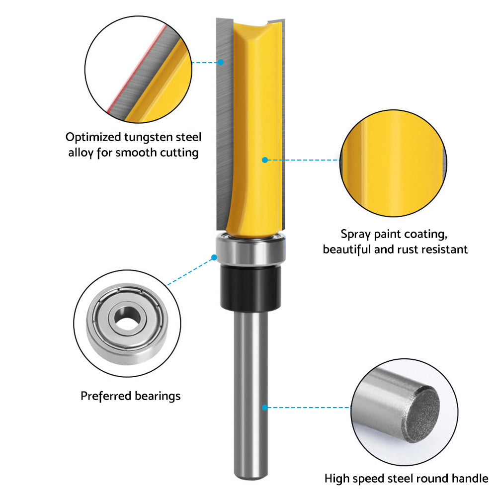 4pcs 1 4 Shank Top Bearing Flush Trim Pattern Router Bit Set Milling Cutter Kit