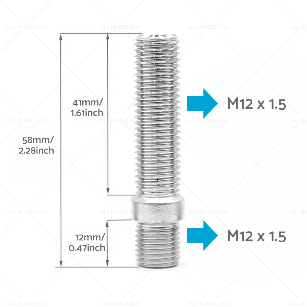 20pcs 58mm M12 x 1. 5 to M12 x 1. 5 Wheel Stud Conversion Bolts for German Cars