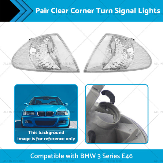 Pair Clear Corner Turn Signal Lights Suitable for BMW E46 98-01 3 Series