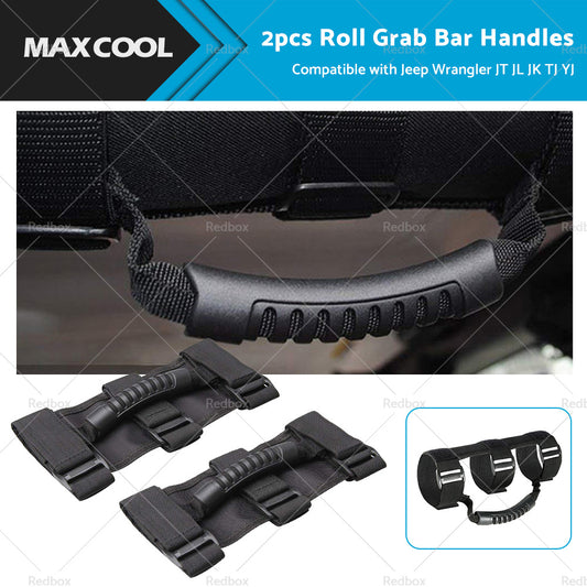 2PCS Off Road Roll Grab Bar Handles Suitable for Jeep Wrangler JT JL JK TJ Black