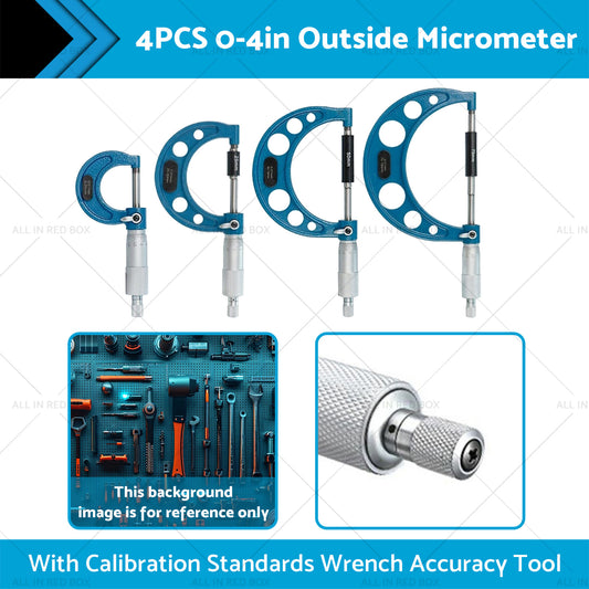 0-4in Outside Micrometer Set With Calibration Standards Wrench Accuracy Tool