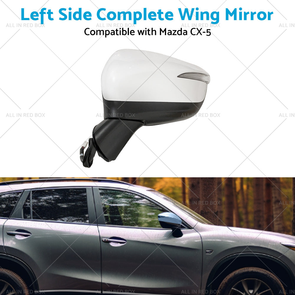 LH Door Wing Mirror Suitable for Mazda CX-5 2015-2016 No BlindSpot 8 Wires White