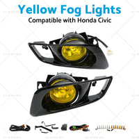 Yellow Fog Lights Suitable for Honda Civic EK EM 2 3 4 Dr JDM Lamp Kit 99-00