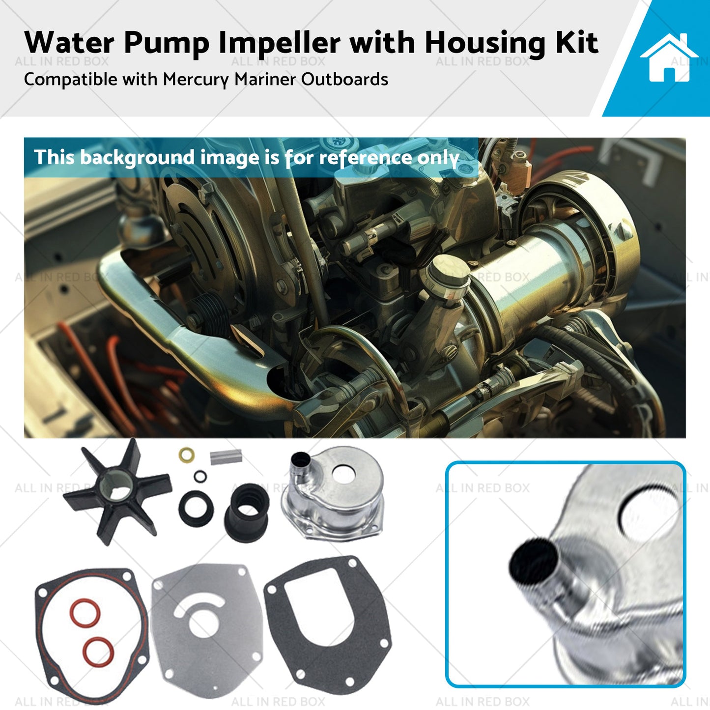 Water Pump Impeller with Housing Kit Suitable for Outboards Mercury Mariner